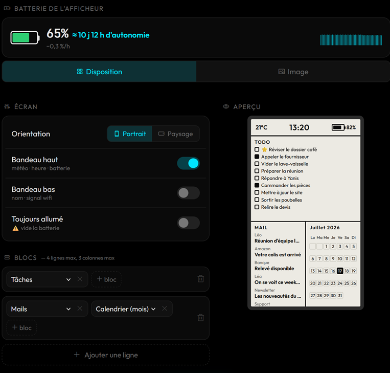 L'interface web de configuration